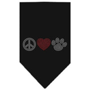 Mirage Pet Products Small / Black Pet and Dog Rhinestone Bandana "Peace Love Paw"