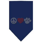 Mirage Pet Products Small / Blue Pet and Dog Rhinestone Bandana "Peace Love Paw"