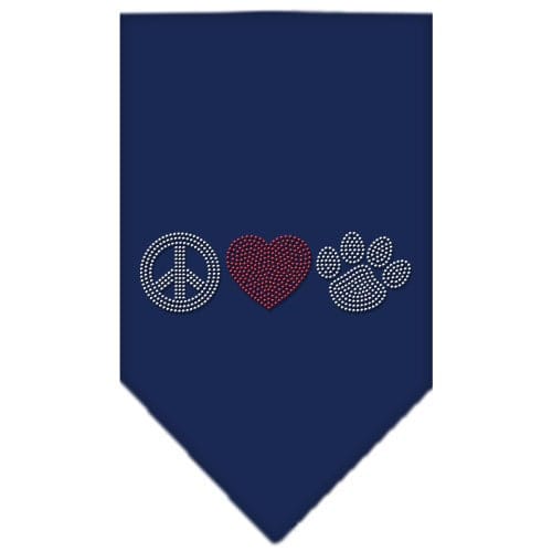 Mirage Pet Products Small / Blue Pet and Dog Rhinestone Bandana "Peace Love Paw"