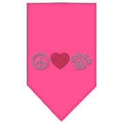 Mirage Pet Products Small / Bright Pink Pet and Dog Rhinestone Bandana "Peace Love Paw"