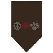 Mirage Pet Products Small / Brown Pet and Dog Rhinestone Bandana "Peace Love Paw"