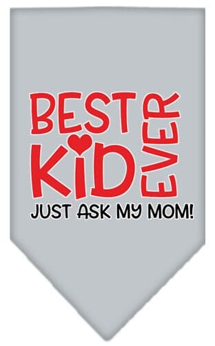 Mirage Pet Products Small / Gray Pet and Dog Screen Printed Bandana "Best Kid Ever, Just Ask My Mom"