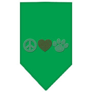 Mirage Pet Products Small / Green Pet and Dog Rhinestone Bandana "Peace Love Paw"