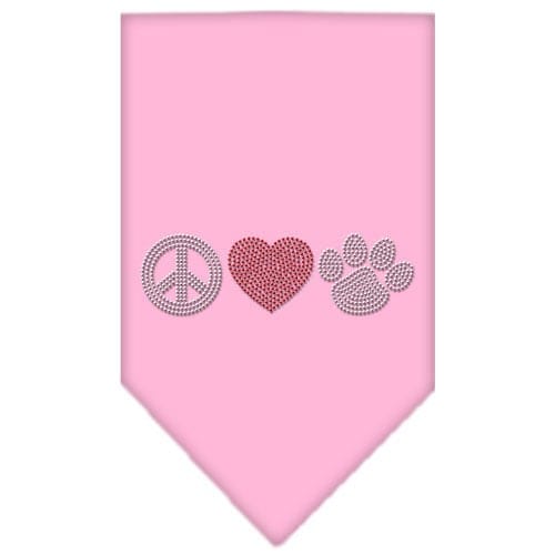 Mirage Pet Products Small / Light Pink Pet and Dog Rhinestone Bandana "Peace Love Paw"
