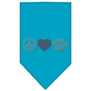 Mirage Pet Products Small / Turquoise Pet and Dog Rhinestone Bandana "Peace Love Paw"
