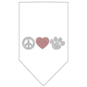 Mirage Pet Products Small / White Pet and Dog Rhinestone Bandana "Peace Love Paw"