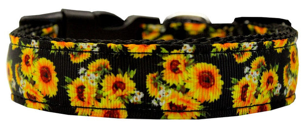 Mirage Pet Products Small Wide Collar Dog Nylon Collar or Leash "Sunflowers"