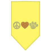 Mirage Pet Products Small / Yellow Pet and Dog Rhinestone Bandana "Peace Love Paw"