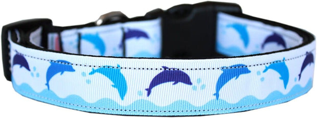 Mirage Pet Products X-Small Collar Dog Nylon Collar or Leash "Blue Dolphins"