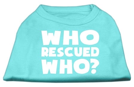 Mirage Pet Products XS (0-3 lbs.) / Aqua Pet Dog & Cat Shirt Screen Printed "Who Rescued Who?"