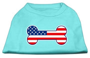 Mirage Pet Products XS (0-3 lbs.) / Aqua Pet Dog & Puppy Shirt Screen Printed "Bone Shaped American Flag"