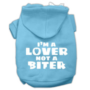 Mirage Pet Products XS (0-3 lbs.) / Baby Blue Dog Hoodie Screen Printed "I'm A Lover, Not A Biter"