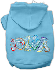 Mirage Pet Products XS (0-3 lbs.) / Baby Blue Dog or Cat Hoodie Rhinestone "Technicolor Diva"