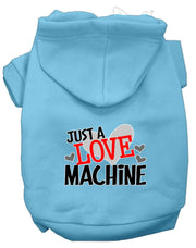 Mirage Pet Products XS (0-3 lbs.) / Baby Blue Dog or Cat Hoodie Screen Printed "Just A Love Machine"