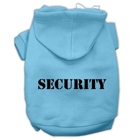 Mirage Pet Products XS (0-3 lbs.) / Baby Blue Dog or Cat Hoodie Screen Printed "Security"