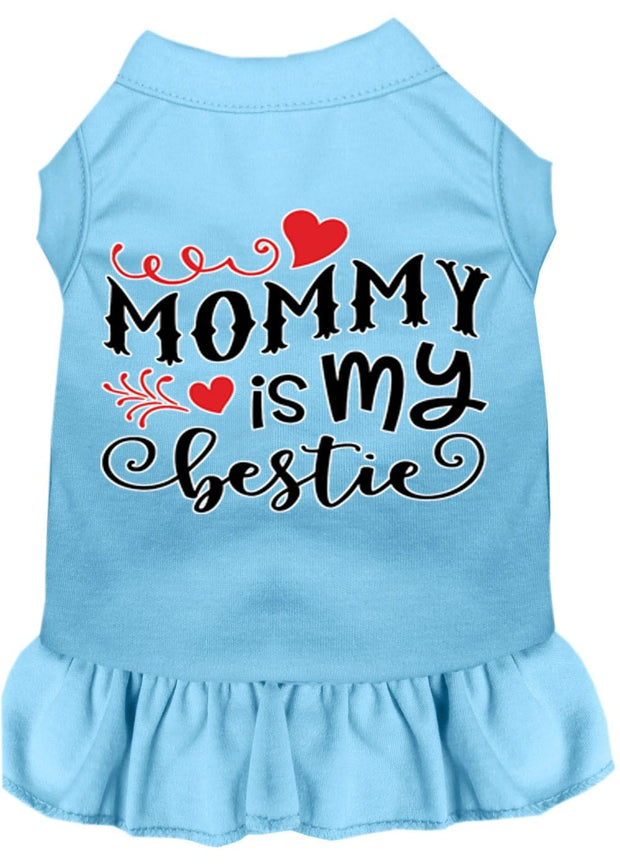 Mirage Pet Products XS (0-3 lbs.) / Baby Blue Pet Dog & Cat Dress Screen Printed "Mommy Is My Bestie"