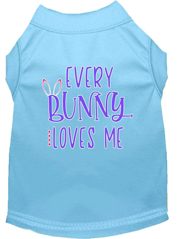 Mirage Pet Products XS (0-3 lbs.) / Baby Blue Pet Dog & Cat Shirt Screen Printed, "Every Bunny Loves Me"