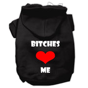 Mirage Pet Products XS (0-3 lbs.) / Black Dog Hoodie Screen Printed "Bitches Love Me"