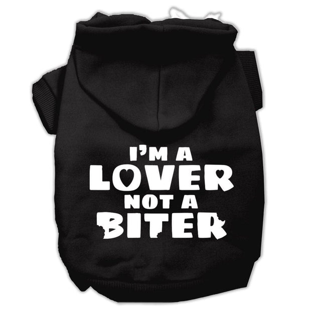 Mirage Pet Products XS (0-3 lbs.) / Black Dog Hoodie Screen Printed "I'm A Lover, Not A Biter"