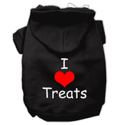 Mirage Pet Products XS (0-3 lbs.) / Black Dog or Cat Hoodie Screen Printed "I Love Treats"