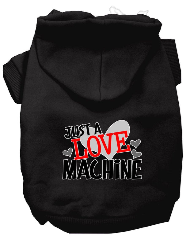 Mirage Pet Products XS (0-3 lbs.) / Black Dog or Cat Hoodie Screen Printed "Just A Love Machine"