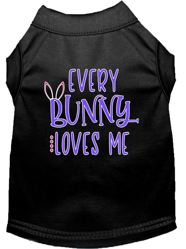 Mirage Pet Products XS (0-3 lbs.) / Black Pet Dog & Cat Shirt Screen Printed, "Every Bunny Loves Me"