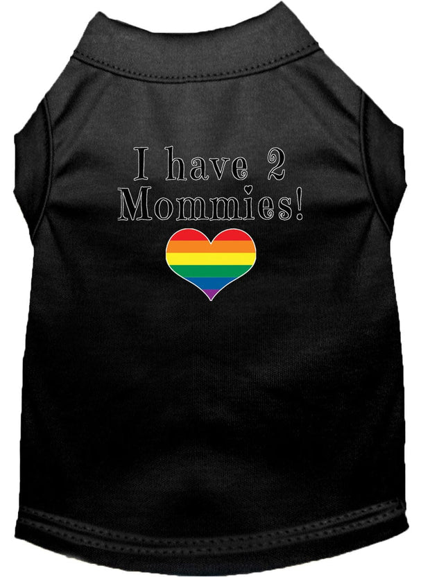 Mirage Pet Products XS (0-3 lbs.) / Black Pet Dog & Cat Shirt Screen Printed "I have 2 Mommies"