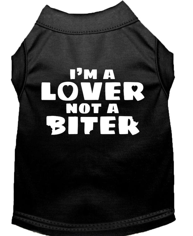 Mirage Pet Products XS (0-3 lbs.) / Black Pet Dog Shirt Screen Printed "I'm A Lover, Not A Biter"