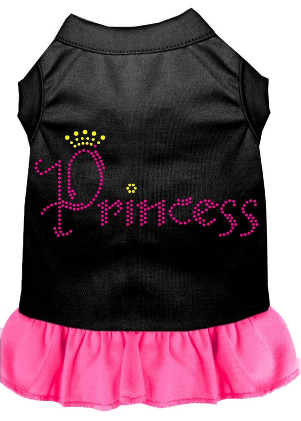 Mirage Pet Products XS (0-3 lbs.) / Black w/ Bright Pink Pet Dog & Cat Rhinestone Dress "Princess"