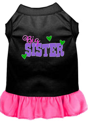 Mirage Pet Products XS (0-3 lbs.) / Black w/ Bright Pink Pet Dog & Cat Screen Printed Dress "Big Sister"