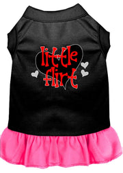 Mirage Pet Products XS (0-3 lbs.) / Black w/ Bright Pink Pet Dog & Cat Screen Printed Dress "Little Flirt"