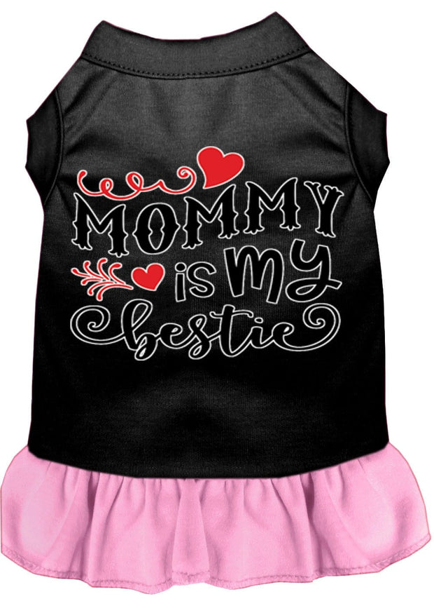 Mirage Pet Products XS (0-3 lbs.) / Black w/ Light Pink Pet Dog & Cat Dress Screen Printed "Mommy Is My Bestie"