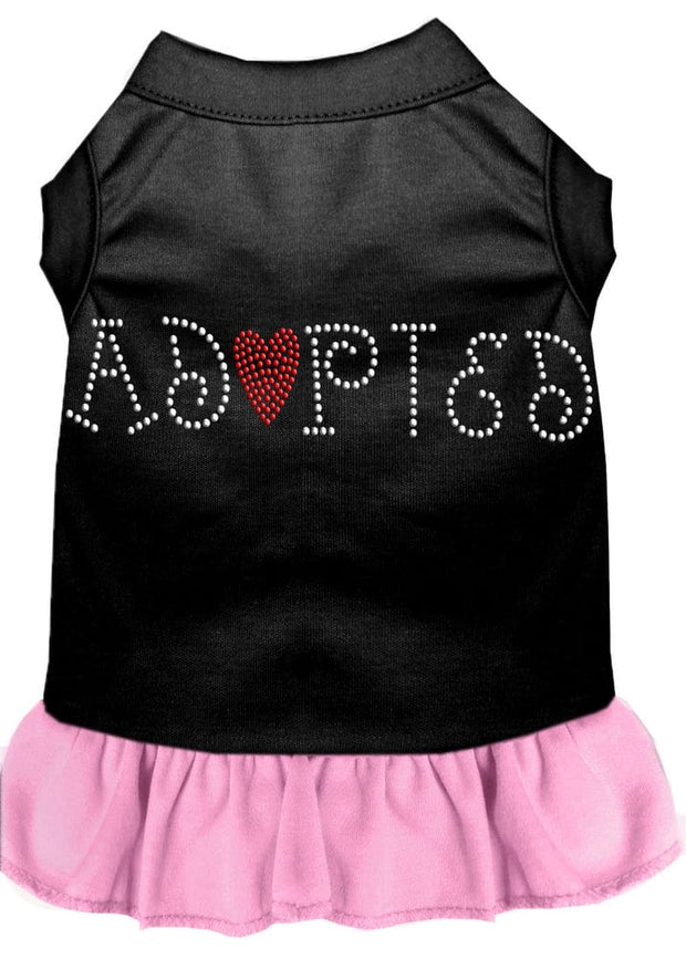 Mirage Pet Products XS (0-3 lbs.) / Black w/ Light Pink Pet Dog & Cat Rhinestone Dress "Adopted"