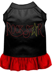 Mirage Pet Products XS (0-3 lbs.) / Black w/ Red Pet Dog & Cat Dress Rhinestone "RockStar"