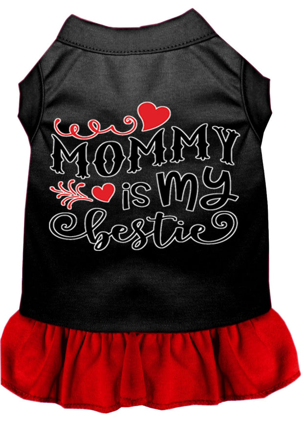 Mirage Pet Products XS (0-3 lbs.) / Black w/ Red Pet Dog & Cat Dress Screen Printed "Mommy Is My Bestie"