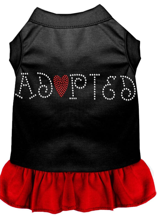 Mirage Pet Products XS (0-3 lbs.) / Black w/ Red Pet Dog & Cat Rhinestone Dress "Adopted"