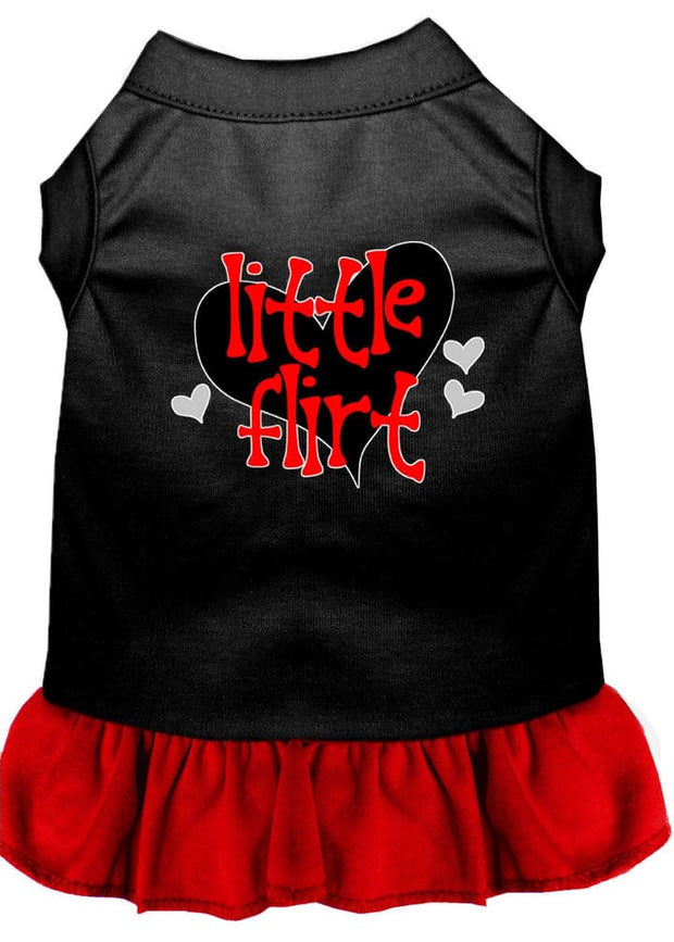 Mirage Pet Products XS (0-3 lbs.) / Black w/ Red Pet Dog & Cat Screen Printed Dress "Little Flirt"