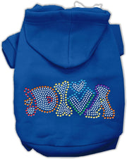 Mirage Pet Products XS (0-3 lbs.) / Blue Dog or Cat Hoodie Rhinestone "Technicolor Diva"