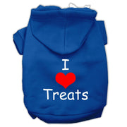 Mirage Pet Products XS (0-3 lbs.) / Blue Dog or Cat Hoodie Screen Printed "I Love Treats"
