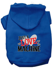 Mirage Pet Products XS (0-3 lbs.) / Blue Dog or Cat Hoodie Screen Printed "Just A Love Machine"