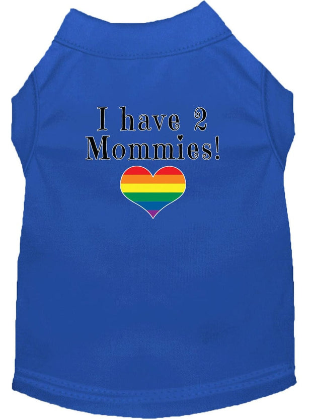 Mirage Pet Products XS (0-3 lbs.) / Blue Pet Dog & Cat Shirt Screen Printed "I have 2 Mommies"