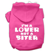 Mirage Pet Products XS (0-3 lbs.) / Bright Pink Dog Hoodie Screen Printed "I'm A Lover, Not A Biter"