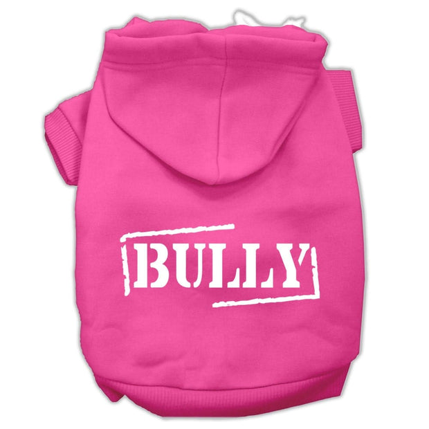 Mirage Pet Products XS (0-3 lbs.) / Bright Pink Dog or Cat Hoodie Screen Printed "Bully"