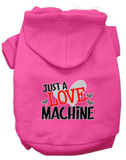 Mirage Pet Products XS (0-3 lbs.) / Bright Pink Dog or Cat Hoodie Screen Printed "Just A Love Machine"