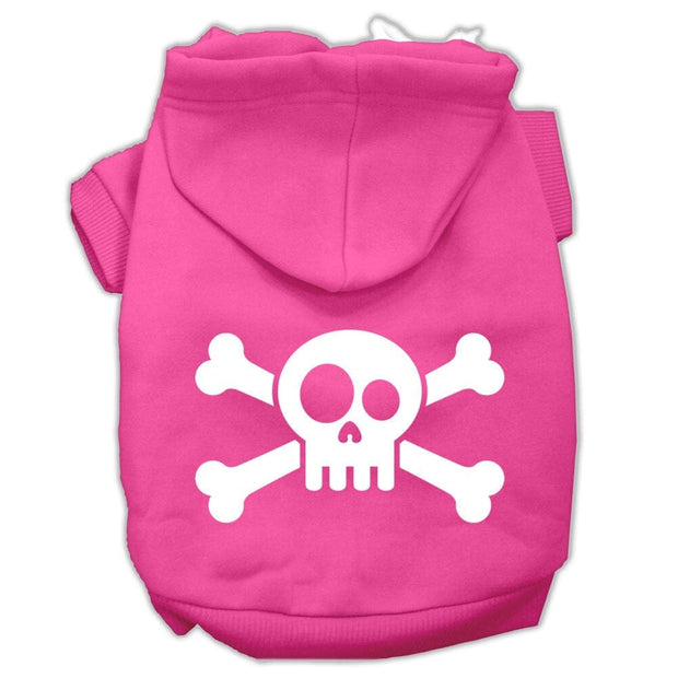 Mirage Pet Products XS (0-3 lbs.) / Bright Pink Dog or Cat Hoodie Screen Printed "Skull & Crossbones"