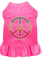 Mirage Pet Products XS (0-3 lbs.) / Bright Pink Pet Dog & Cat Dress Rhinestone, "Rasta Peace"