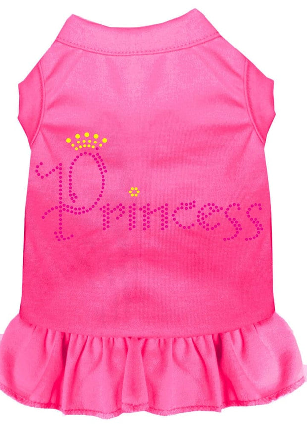 Mirage Pet Products XS (0-3 lbs.) / Bright Pink Pet Dog & Cat Rhinestone Dress "Princess"