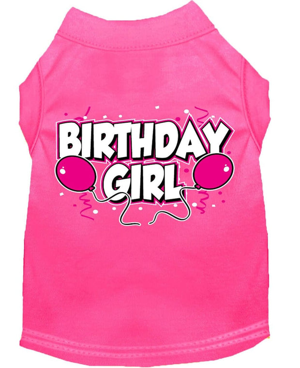 Mirage Pet Products XS (0-3 lbs.) / Bright Pink Pet Dog & Cat Shirt Screen Printed "Birthday Girl"