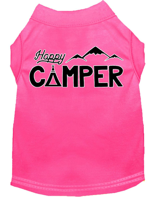 Mirage Pet Products XS (0-3 lbs.) / Bright Pink Pet Dog & Cat Shirt Screen Printed "Happy Camper"