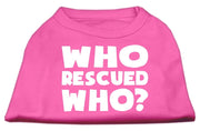 Mirage Pet Products XS (0-3 lbs.) / Bright Pink Pet Dog & Cat Shirt Screen Printed "Who Rescued Who?"